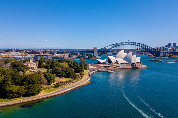 Aerial Sydney view with the Opera house right by the Sydney harbour - Halo Financial