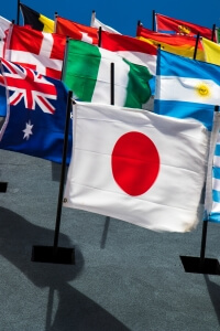 Different flags from the world in one photo