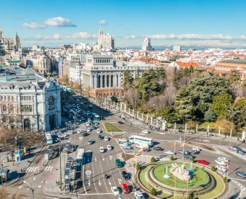 Overview of Madrid City Spain. Concept of Spanish Property Market after Brexit
