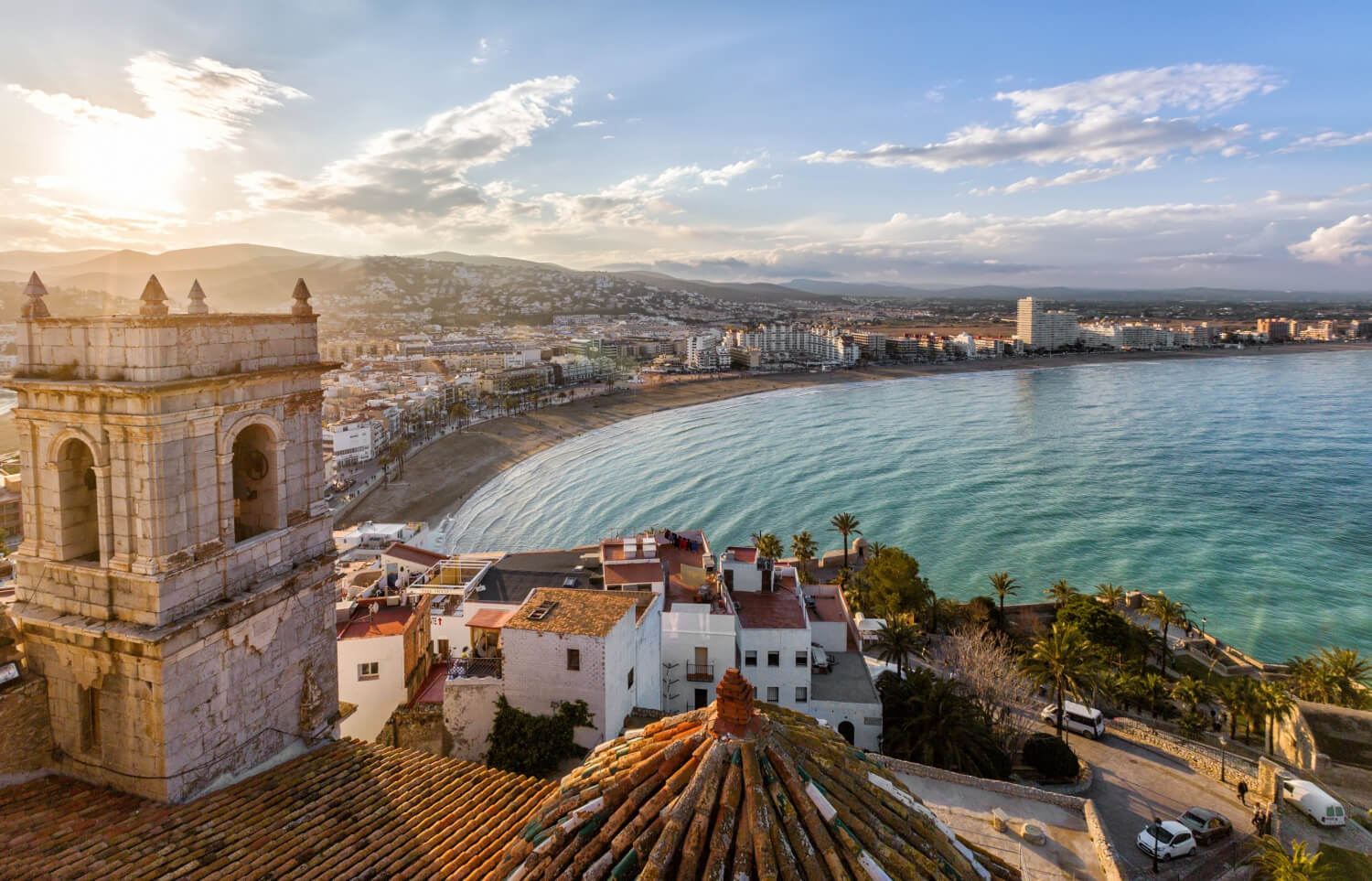 View on Peniscola from the top of Pope Luna's Castle , Valencia, Spain