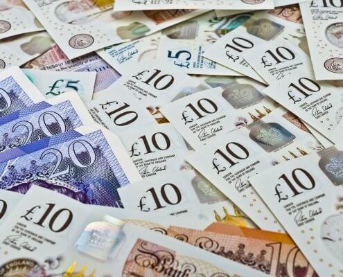 British banknotes spread