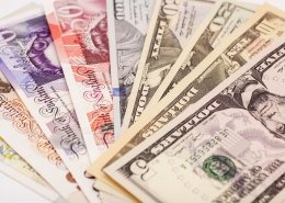 GBPUSD cash banknotes on white background