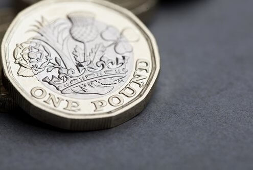 British coin, £1 coin symbolising Sterling drop