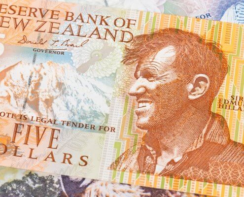 New Zealand dollar money banknote Edmund Hullary close-up