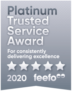 Feefo Platinum Trusted Service Award badge 2020