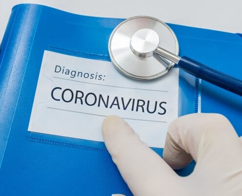 Novel Coronavirus disease 2019-nCoV written on blue folder.