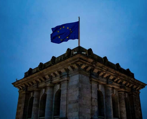 image of european union flag during brexit negotiations