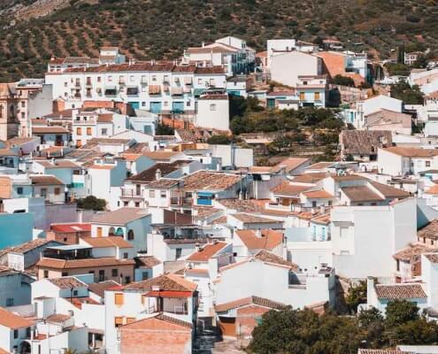 arial view of spanish property during coronavirus pandemic