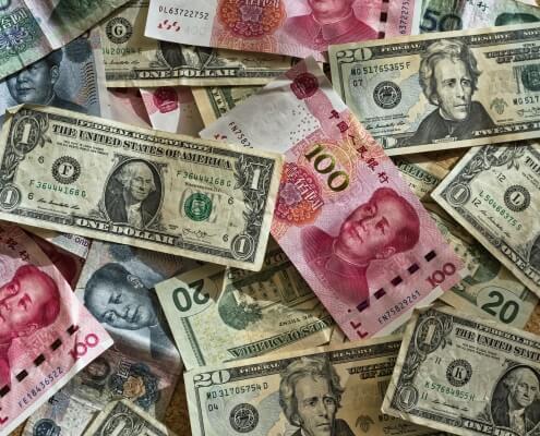 USA Dollars and Chinese Yuan
