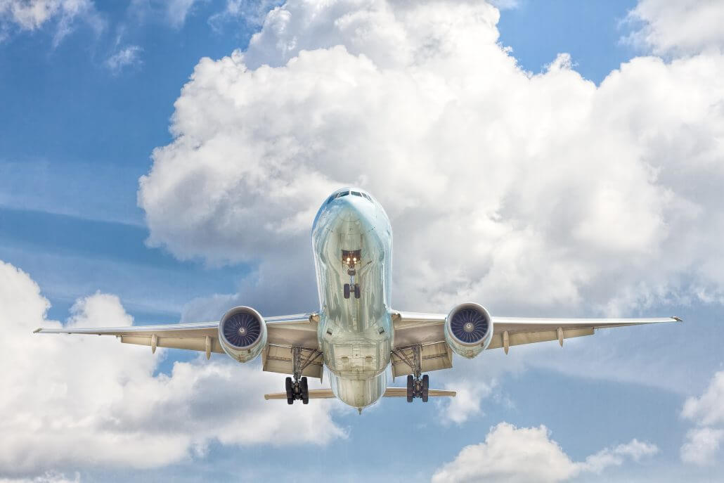 Airplane flying across Europe