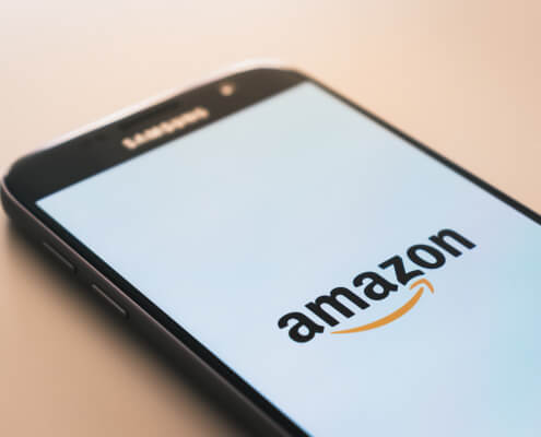 Amazon logo on mobile screen