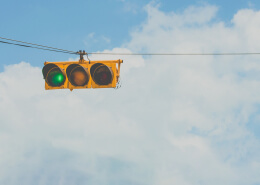 traffic signal with green light on