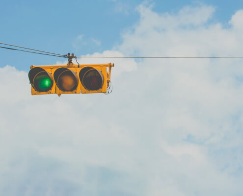 traffic signal with green light on
