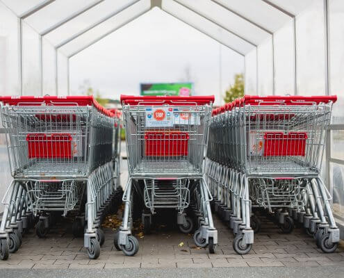 basket trollies of a supermarket store