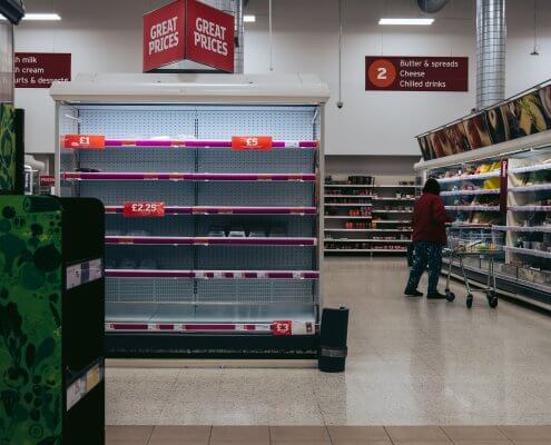 man shopping in UK supermarket