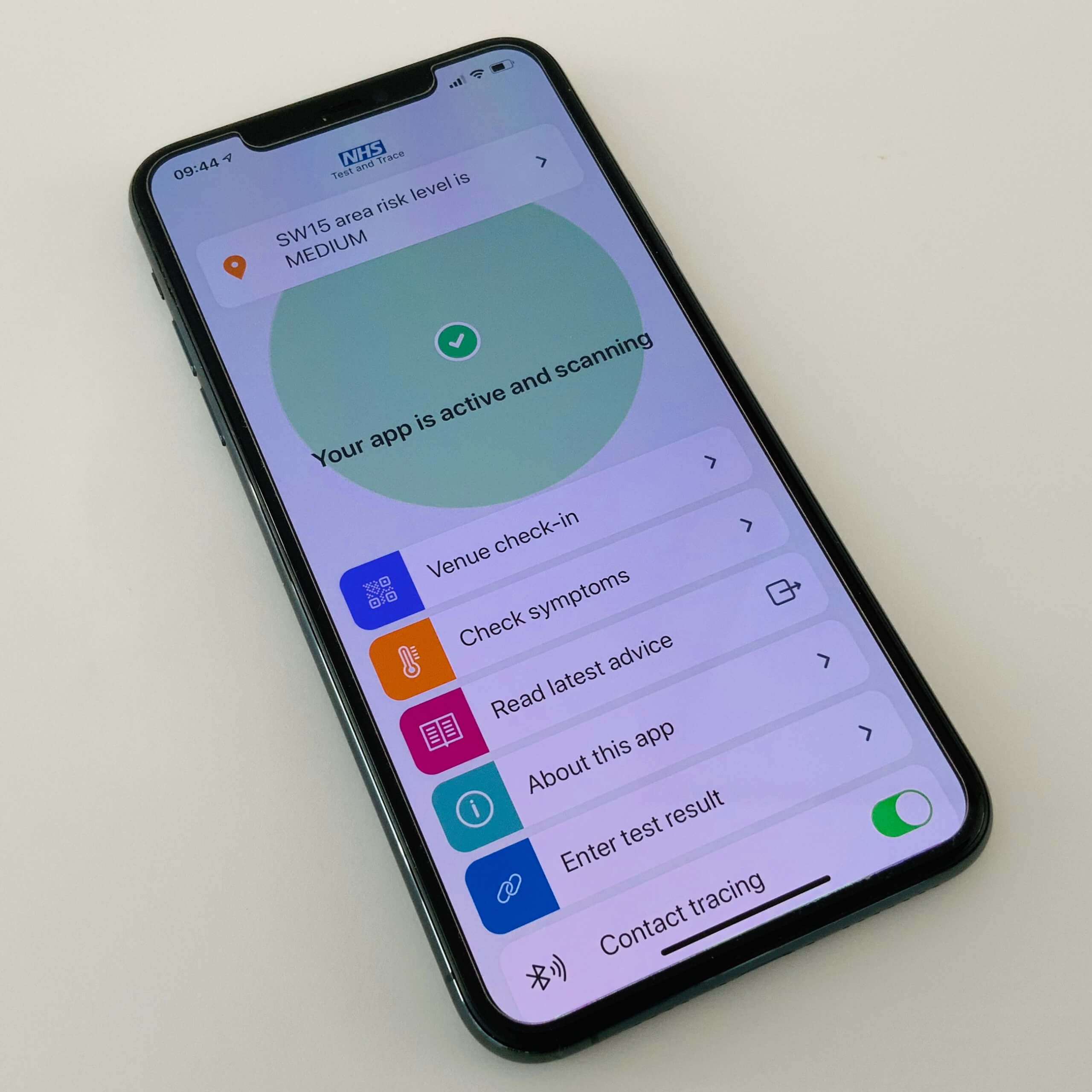 NHS test and trace app