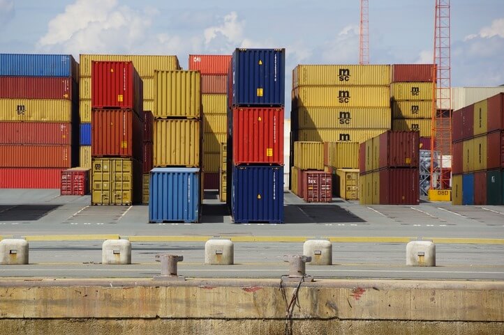 containers in a shipyard