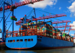 containers on a cargo ship