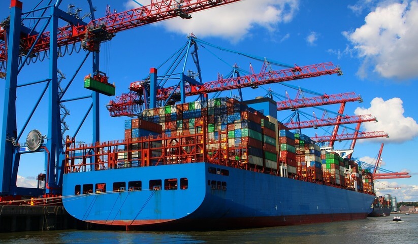 containers on a cargo ship