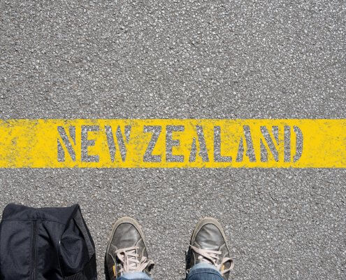 New Zealand marked on yellow line